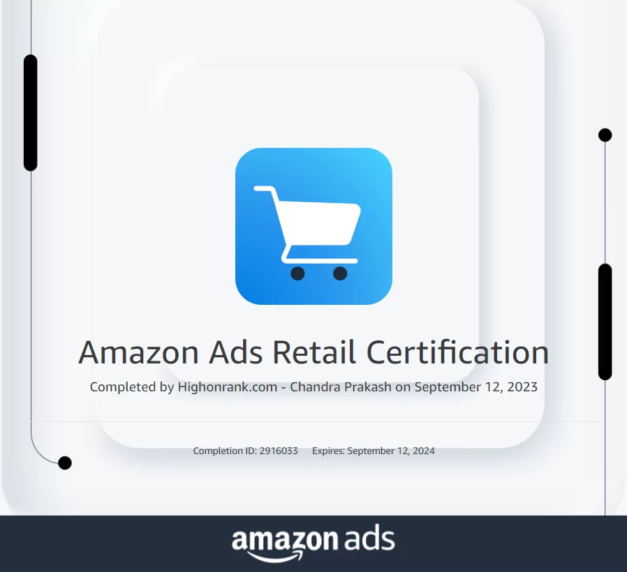 amazon ads retail certification highonrank
