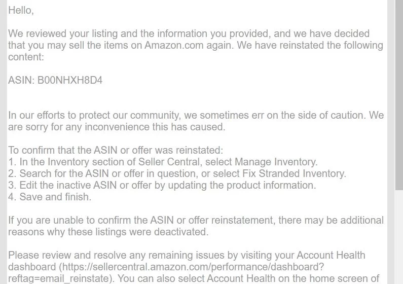 Reactivate Inactive Blocked ASIN Listing on Amazon Service Provider